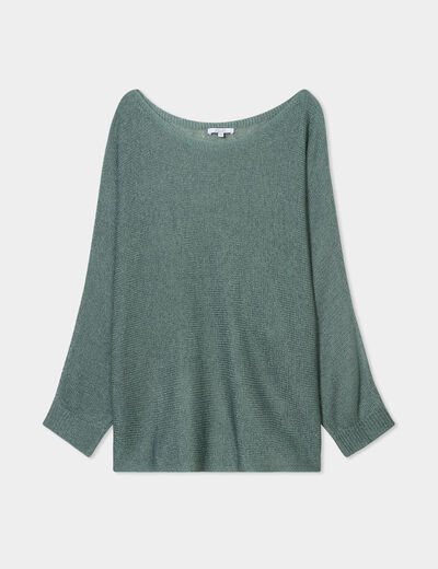 Pull manches longues col rond vert foncé femme grande taille