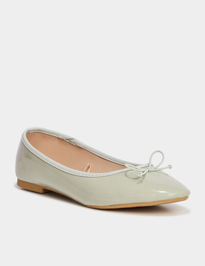 Ballerines vernies avec noeud vert femme