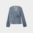 Blouse satin cintrée Mosquitos bleu pétrole femme