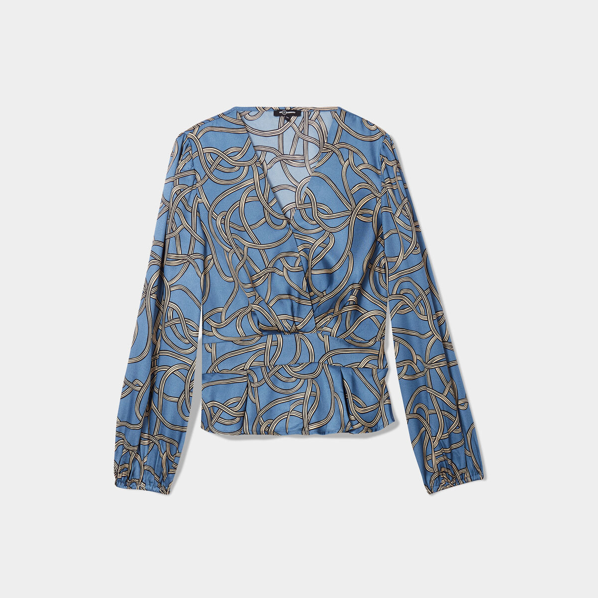 Blouse satin cintrée Mosquitos bleu pétrole femme