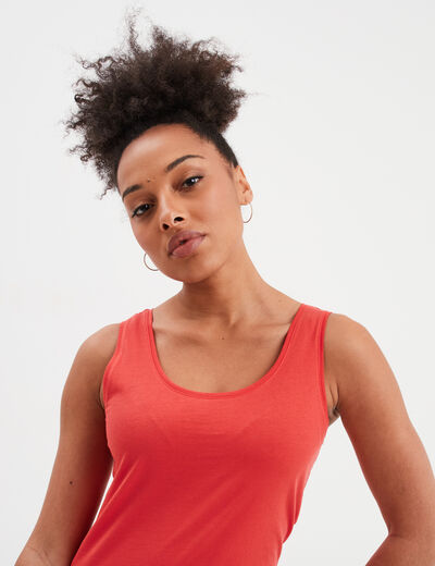 Débardeur bretelles larges coton rouge femme