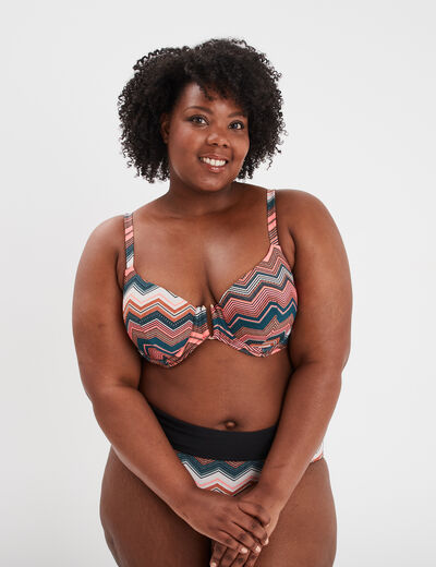 Haut de maillot de bain forme corbeille bleu pétrole femme grande taille
