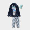 Ensemble pyjama 4 pi&egrave;ces avec peluche bleu marine gar&ccedil;on