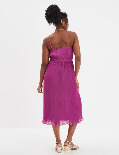 Robe midi plissée cache-coeur Mosquitos violet femme
