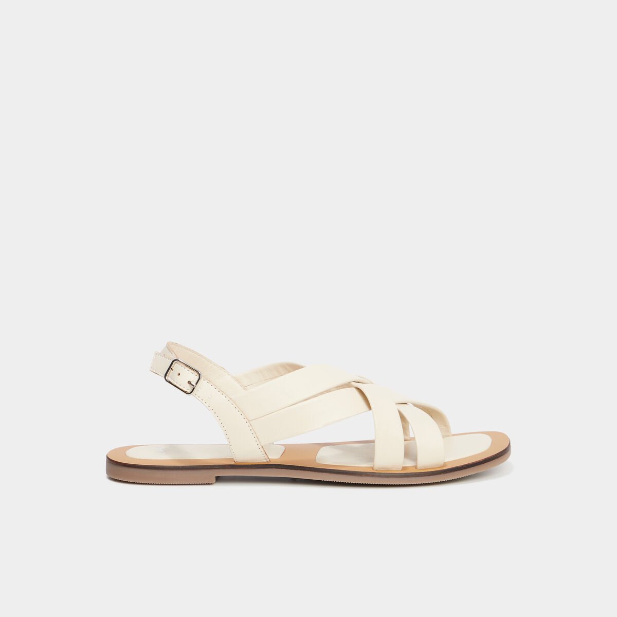 Sandales brides croisées en cuir blanc femme