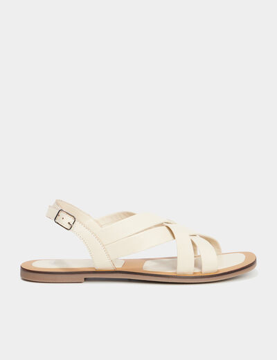 Sandales brides croisées en cuir blanc femme