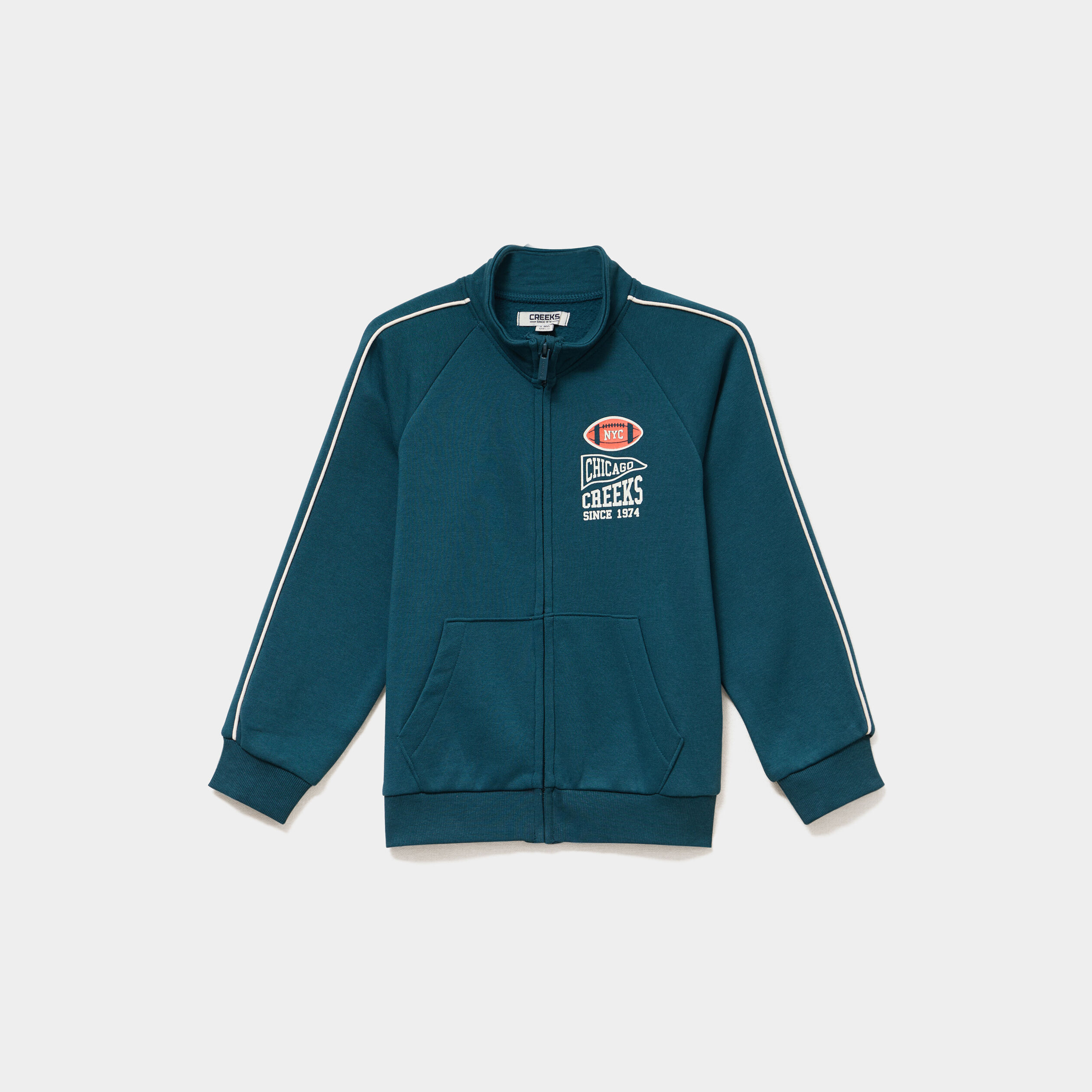 Gilet oversize zippé col camionneur bleu canard garçon CREEKS