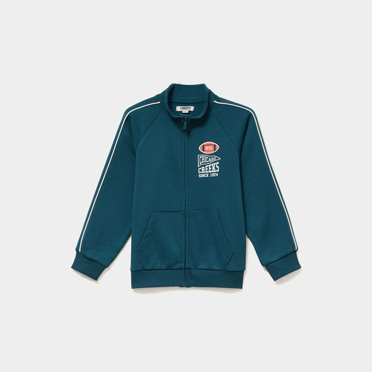 Gilet oversize zipp&eacute; col camionneur bleu canard gar&ccedil;on