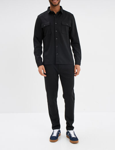 Surchemise manches longues 2 poches noir homme
