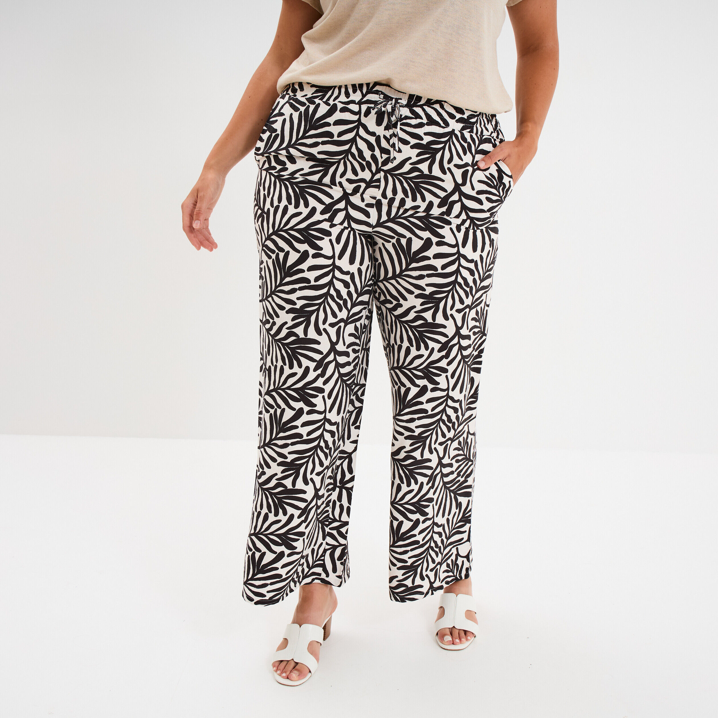 Pantalon large fluide blanc femme grande taille MODAVISTA