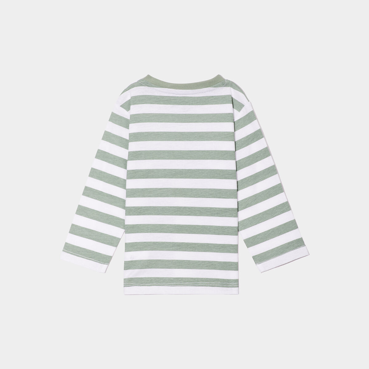 T-shirt col rond manches longues coton vert kaki bébé garçon