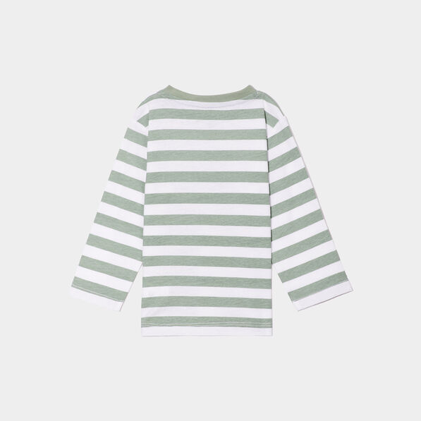 T-shirt col rond manches longues coton vert kaki bébé garçon