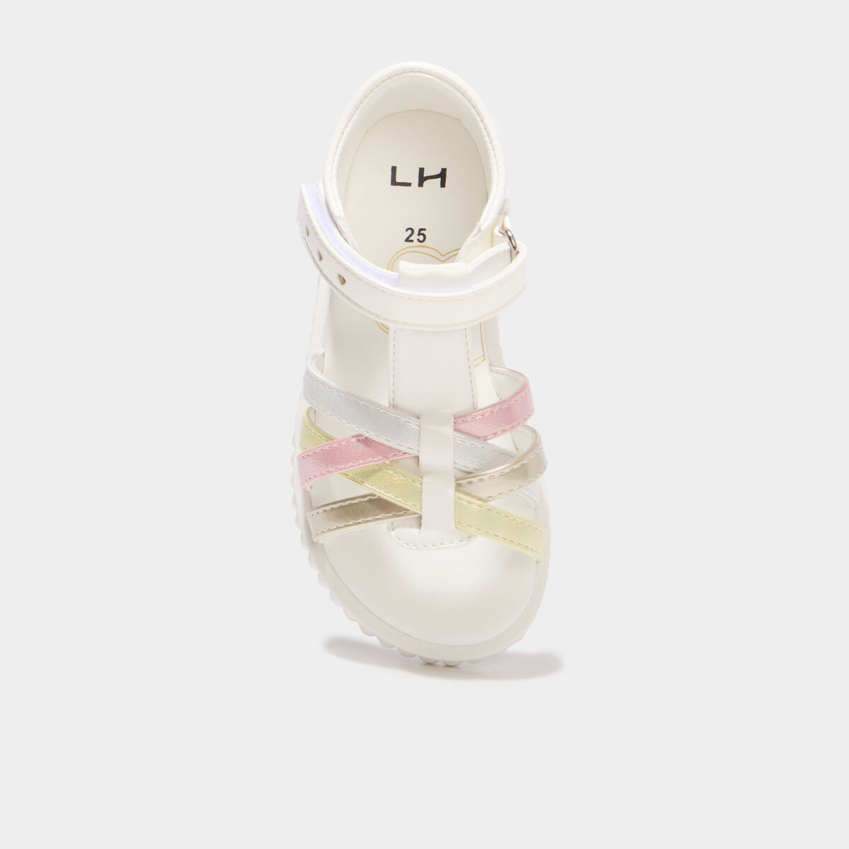 Sandales brides crois&eacute;es semelle souple blanc fille
