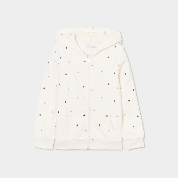 sweat zippe a capuche beige fille Sweat zippé à capuche beige fille