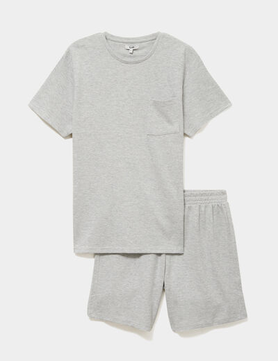 Ensemble pyjama short et t-shirt gris clair homme