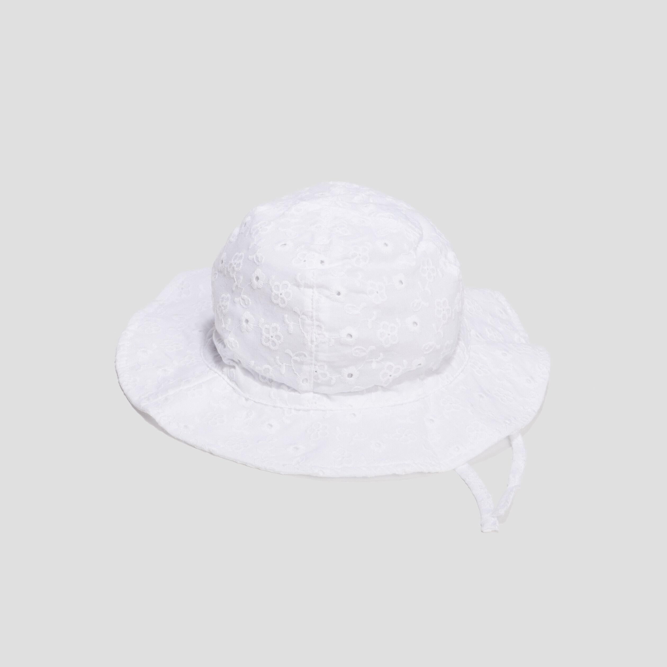 Capeline en broderie anglaise coton blanc mixte