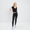 Legging taille haute côtelé noir femme