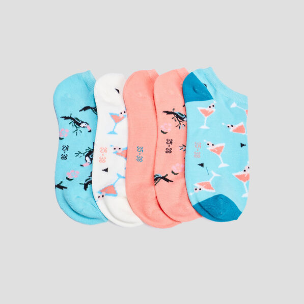 lot 5 paires chaussettes invisibles multicolore femme Lot 5 paires chaussettes invisibles multicolore femme