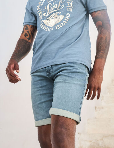 Bermuda droit à coulisse en jean Creeks denim stone homme