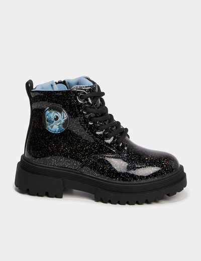 Boots &agrave; paillettes Stitch noir fille