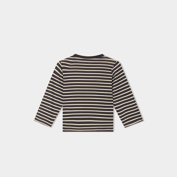 T-shirt manches longues col rond coton gris foncé bébé garçon