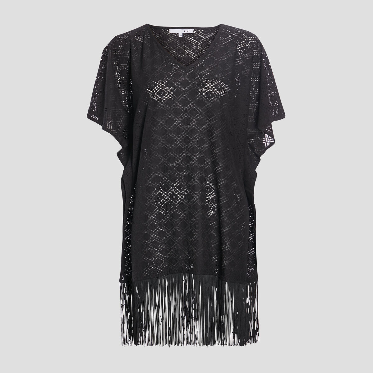 Robe de plage à franges noir femme