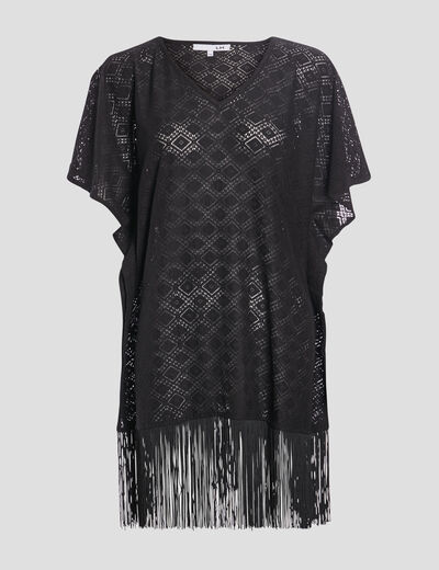 Robe de plage à franges noir femme