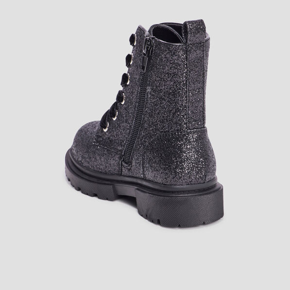 bottines a paillettes crantees noir fille Bottines à paillettes crantées noir fille
