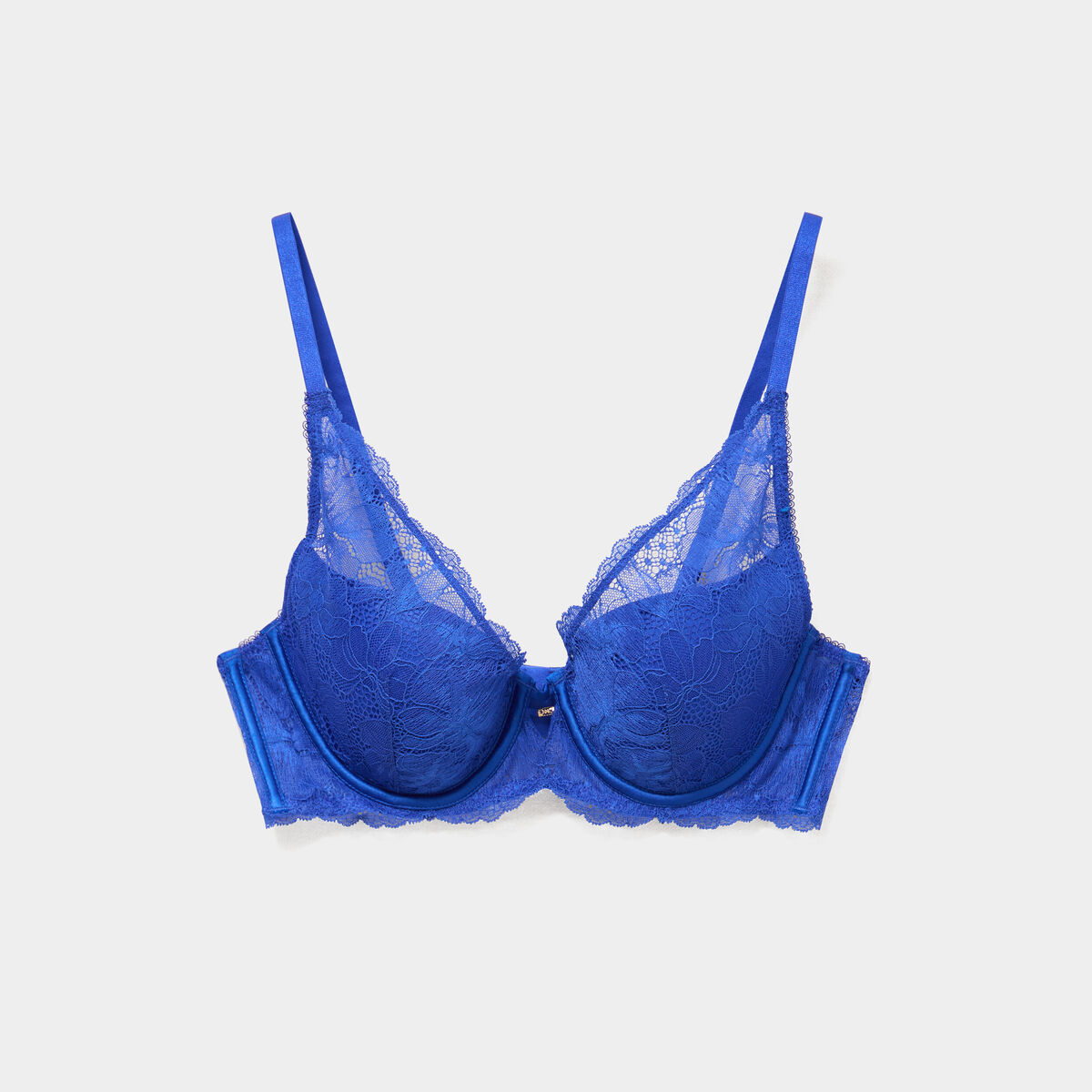 Soutien-gorge foulard padd&eacute; dentelle bleu electrique femme