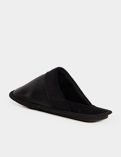 Chaussons mules détails simili cuir noir homme