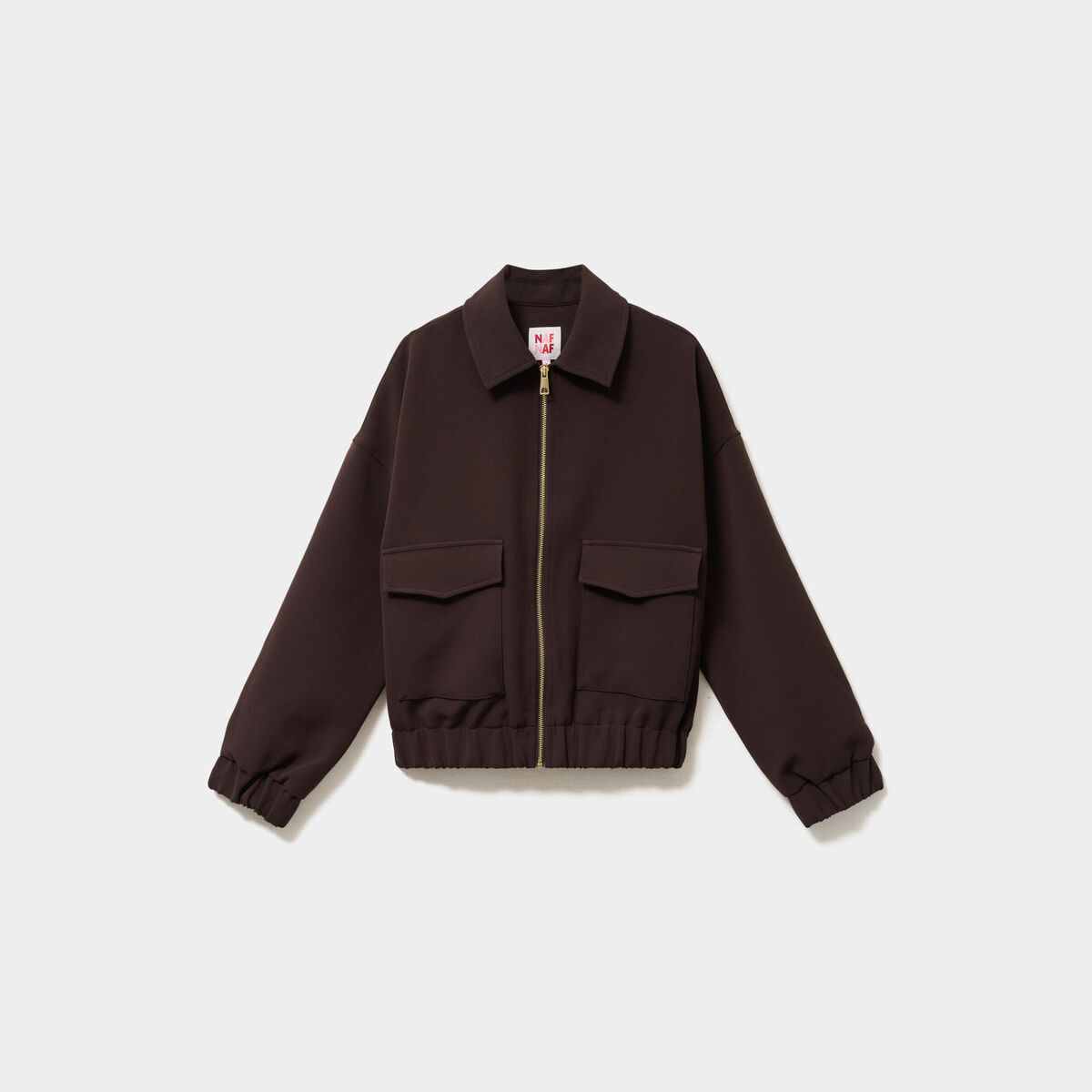 Blouson bo&icirc;te zipp&eacute; poches cargo marron fonc&eacute; femme