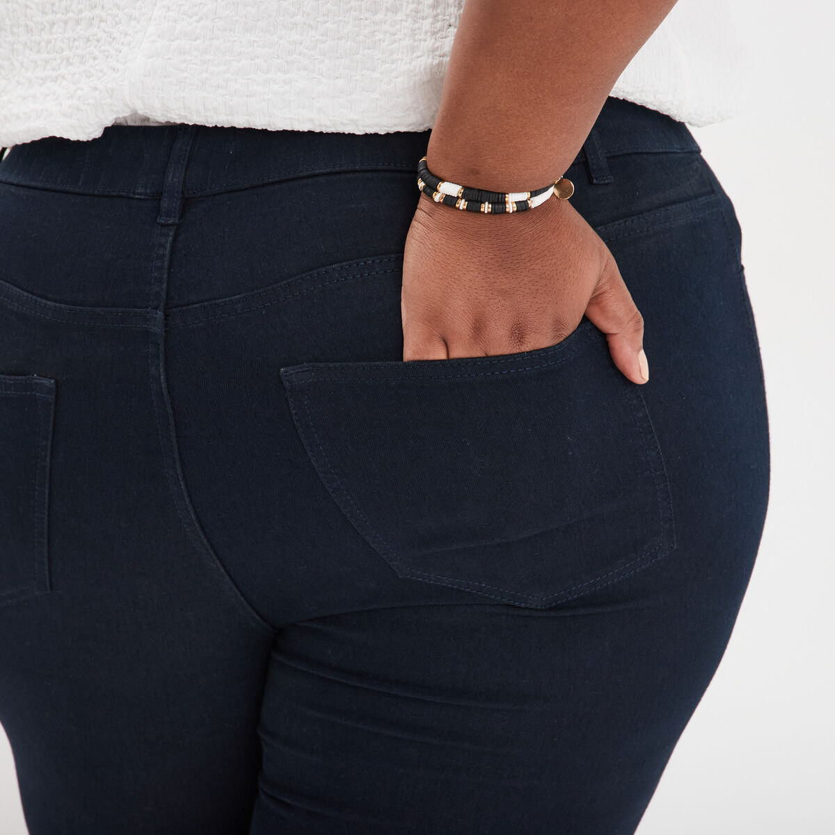 Jegging denim taille haute 7/8ème denim blue black femme grande taille