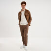 Polo manches courtes textur&eacute; coton blanc homme