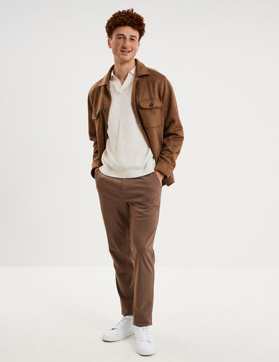 Polo manches courtes textur&eacute; coton blanc homme