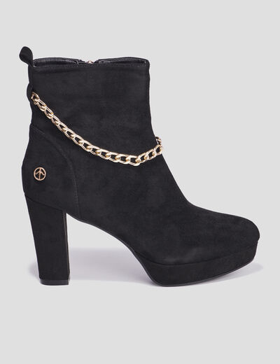 Bottines à talon avec chaînes Mosquitos noir femme