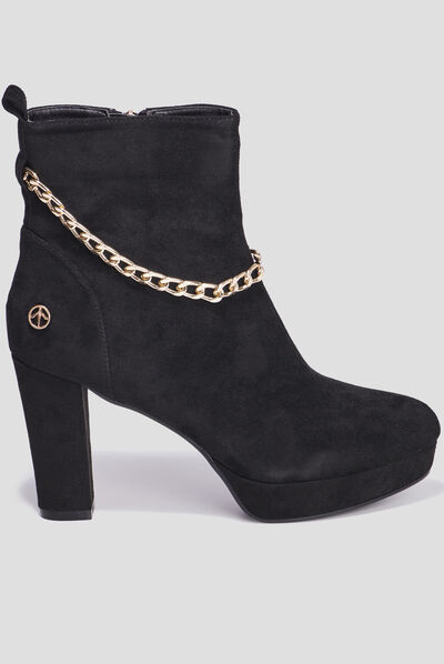 Bottines à talon avec chaînes Mosquitos noir femme