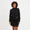 Robe avec boucle et fronces noir femme