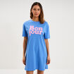Chemise de nuit coton manches courtes bleu electrique femme