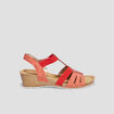 Sandales compens&eacute;es cuir Confortissimo rouge femme