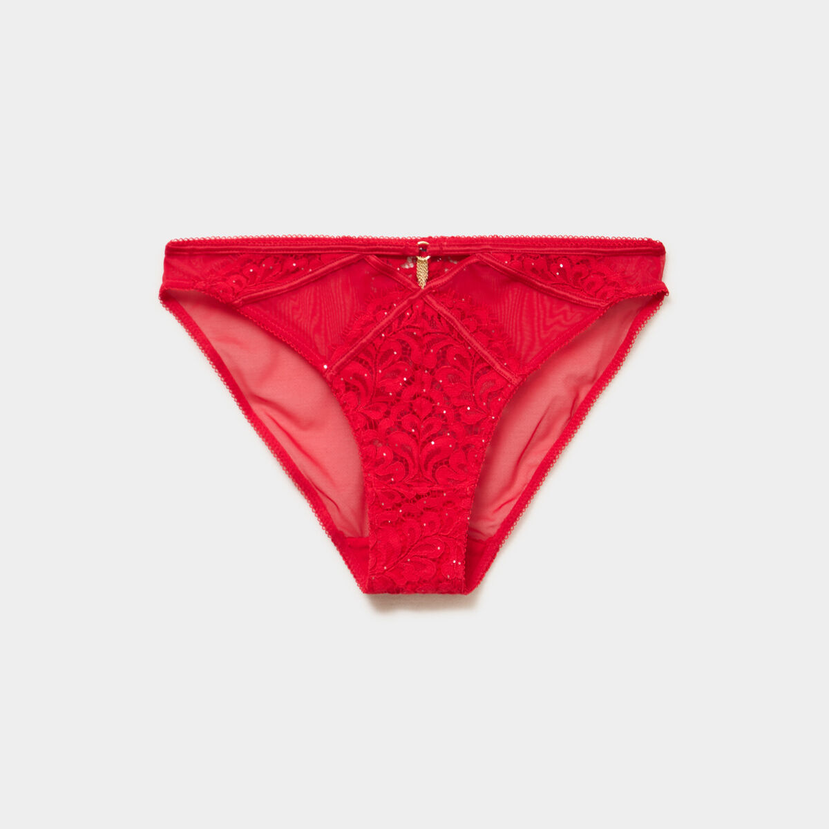 Culotte dentelle avec strass rouge femme