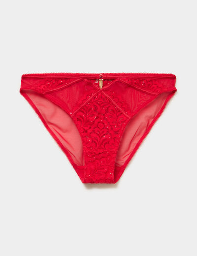 Culotte dentelle avec strass rouge femme
