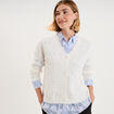 Gilet cardigan ajour&eacute; manches longues blanc femme