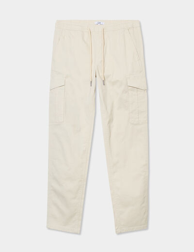 Pantalon cargo taille &eacute;lastiqu&eacute;e beige homme