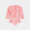Combinaison de bain manches longues orange corail bébé fille