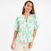 Blouse manches courtes papillons coton ecru femme