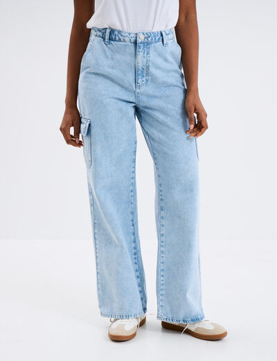 Jeans cargo large taille standard Creeks denim triple stone femme