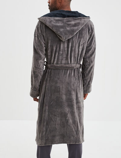 Peignoir long col châle gris foncé homme