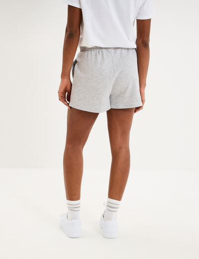Short de jogging molletonn&eacute; ajust&eacute; gris clair femme