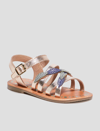 Sandales en cuir Creeks jaune or fille