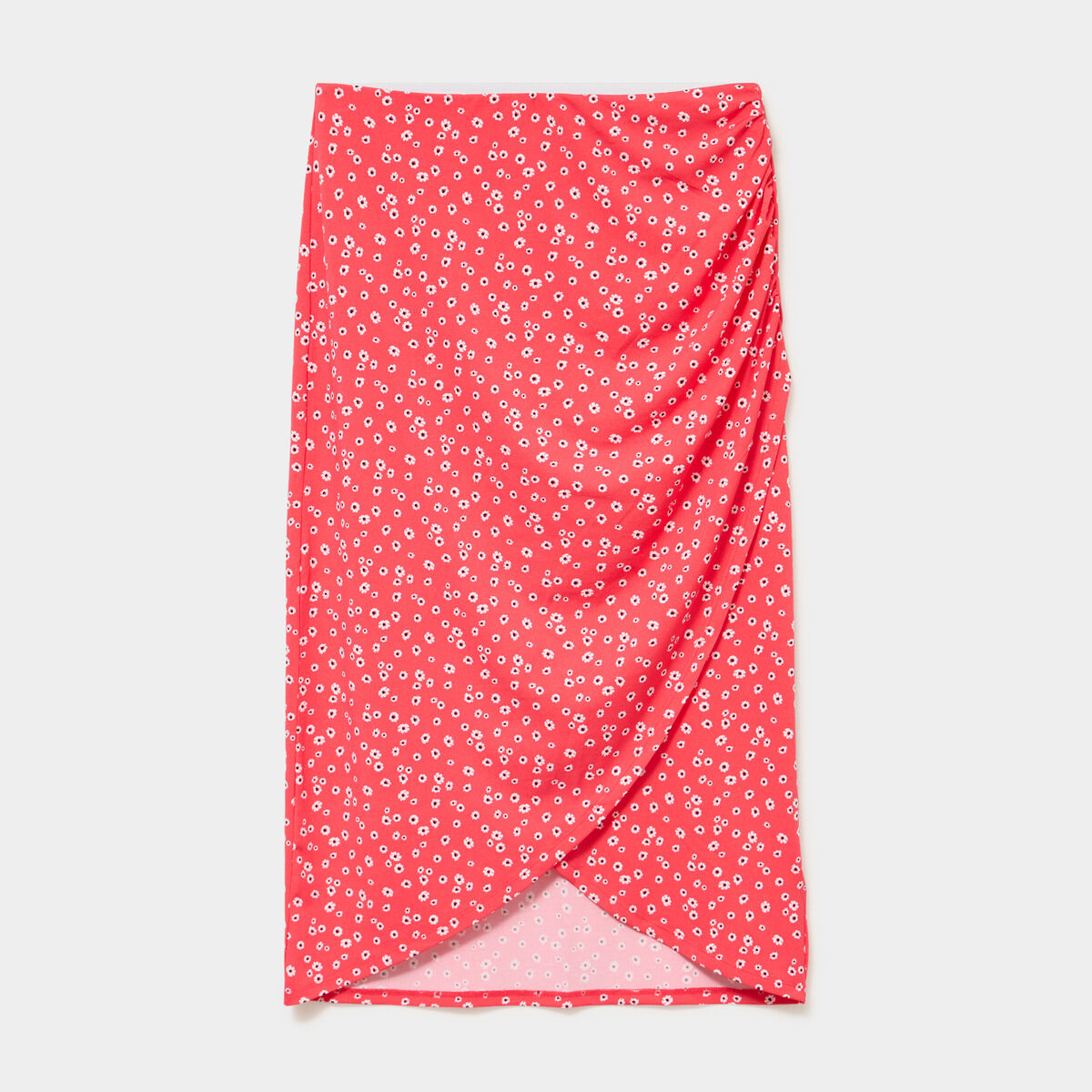 Jupe longue portefeuille stretch rouge coquelicot femme